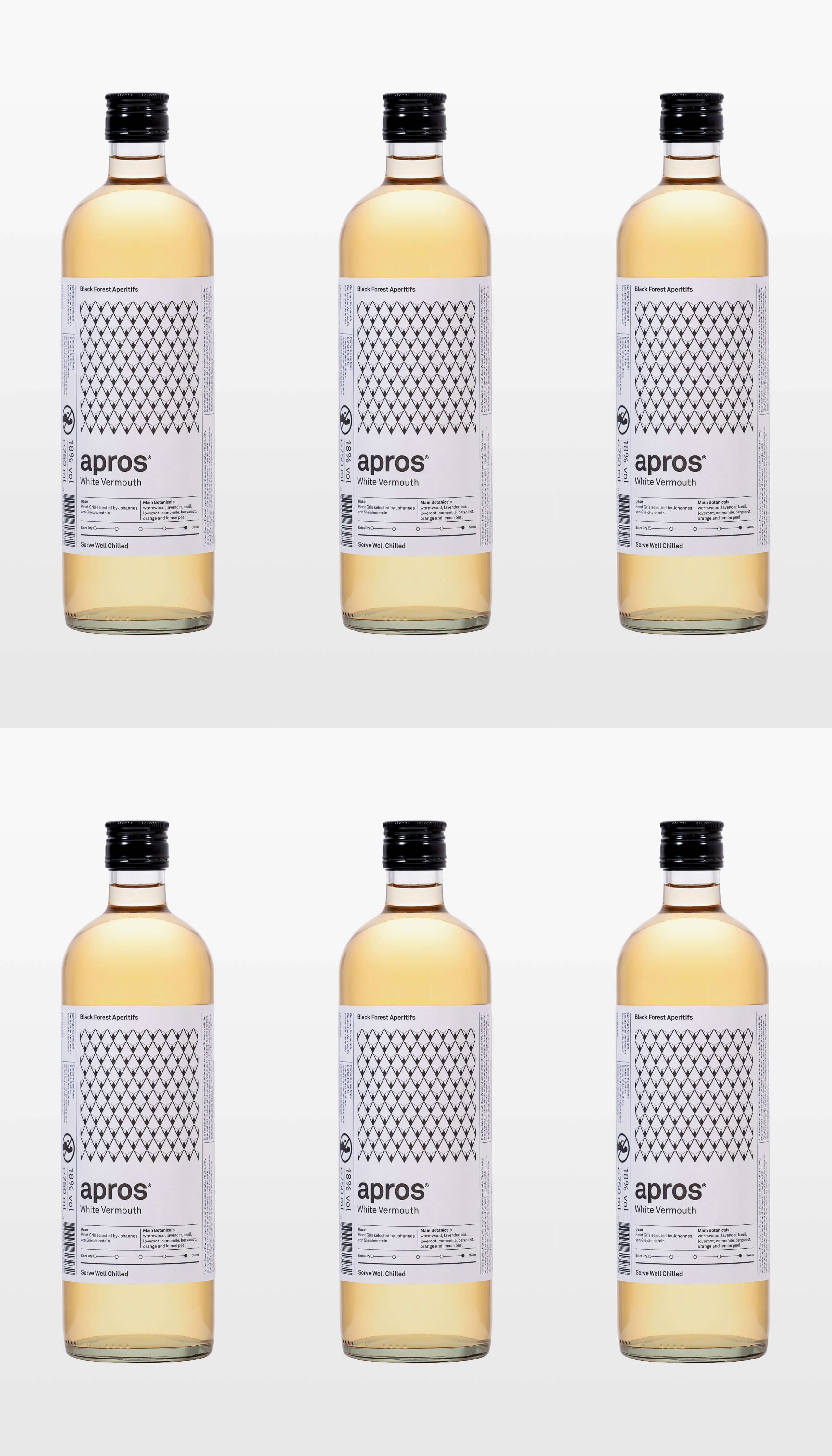 Foto mit 6 Flaschen White Vermouth
